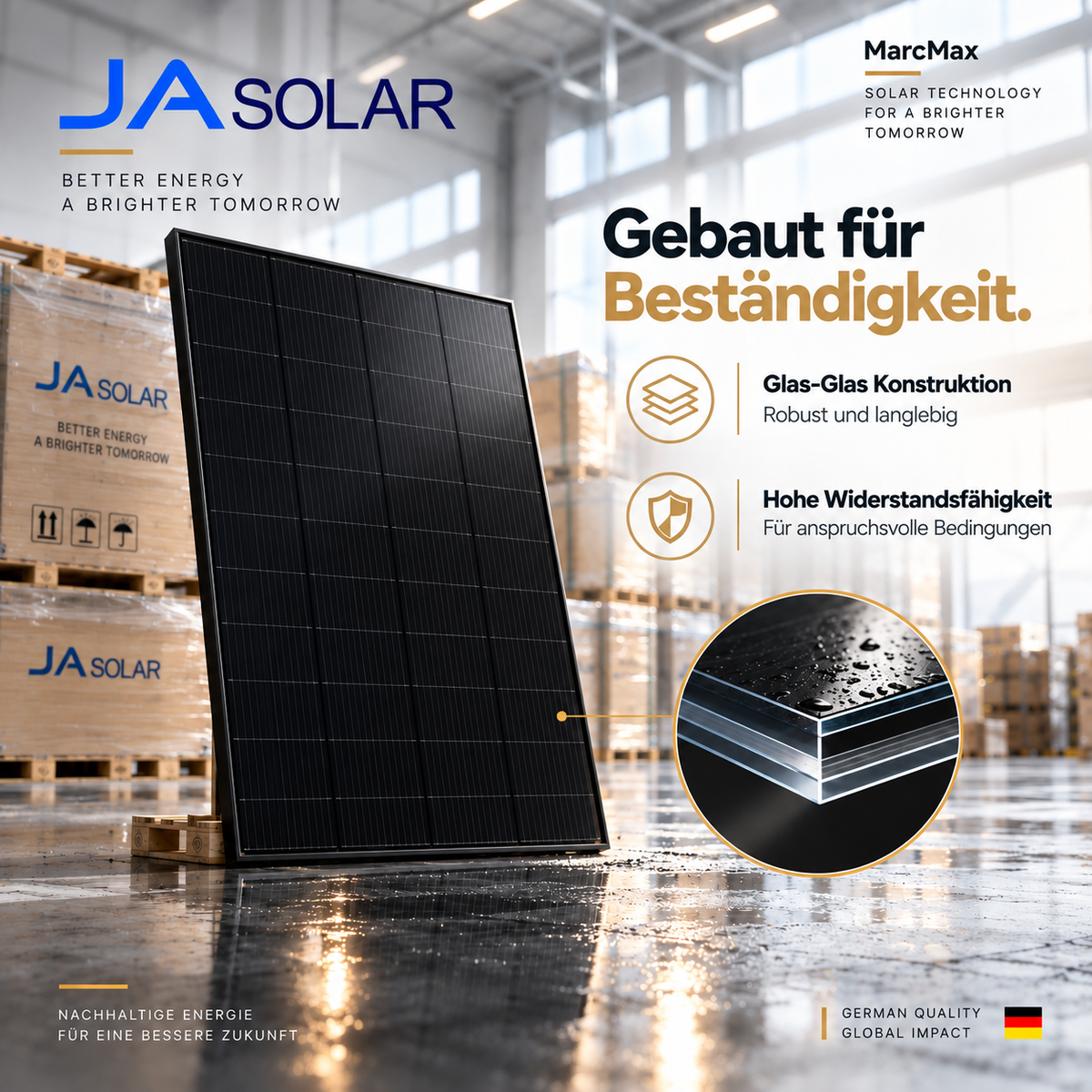 JA Solar 460W Bifazial Glas/Glas Full Black JAM54D41-460/LB Palette