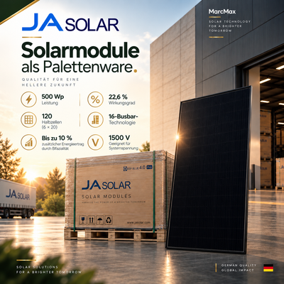 JA Solar 500W Bifazial Glas/Glas (Full Black) Komplett schwarz JAM60D41-500/LB Palette