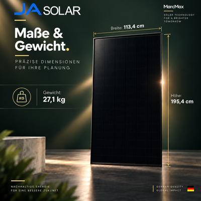 JA Solar 500W Bifazial Glas/Glas (Full Black) Komplett schwarz JAM60D41-500/LB Palette