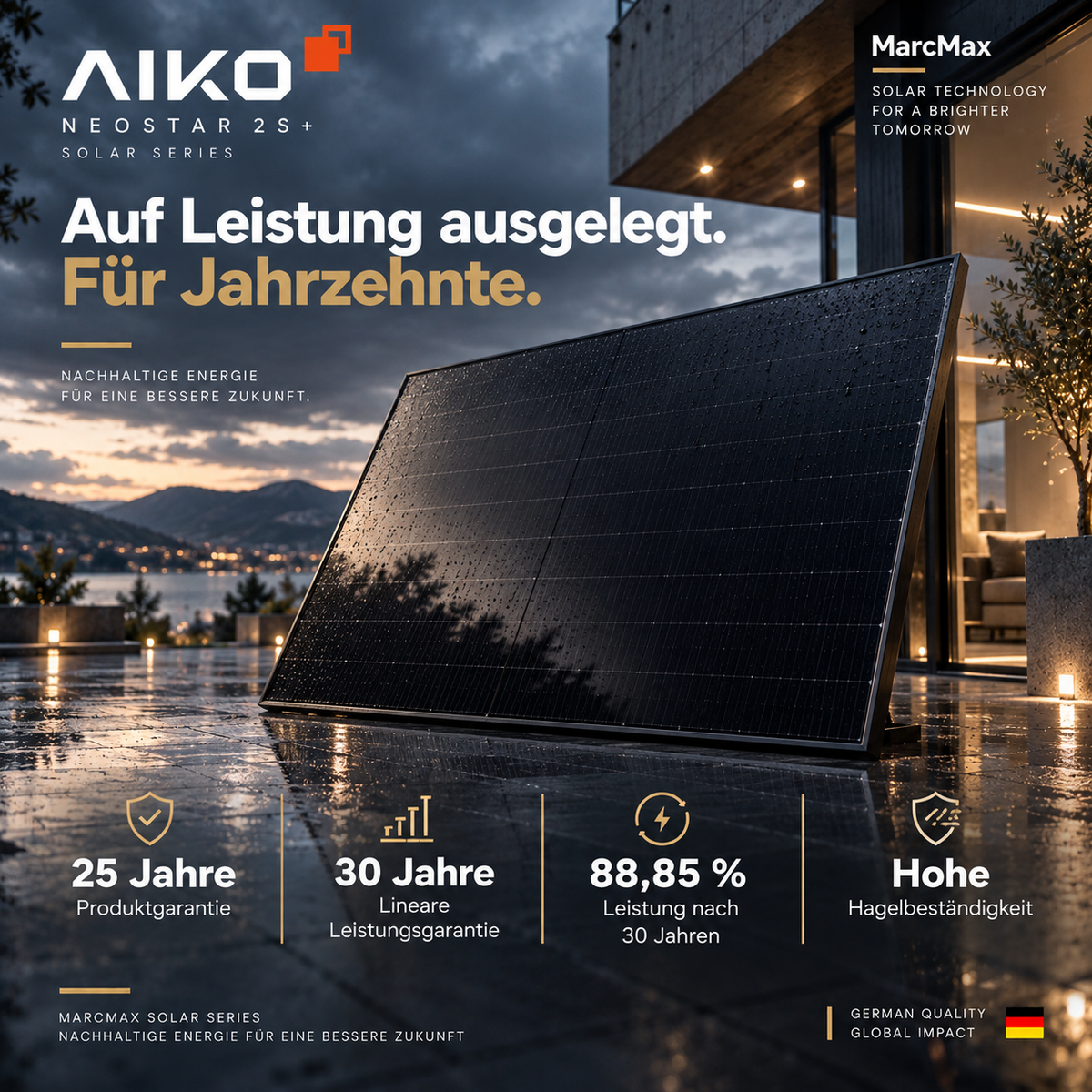 AIKO Neostar N-Type ABC 460W Full Black Bifazial Solar Panel Palette