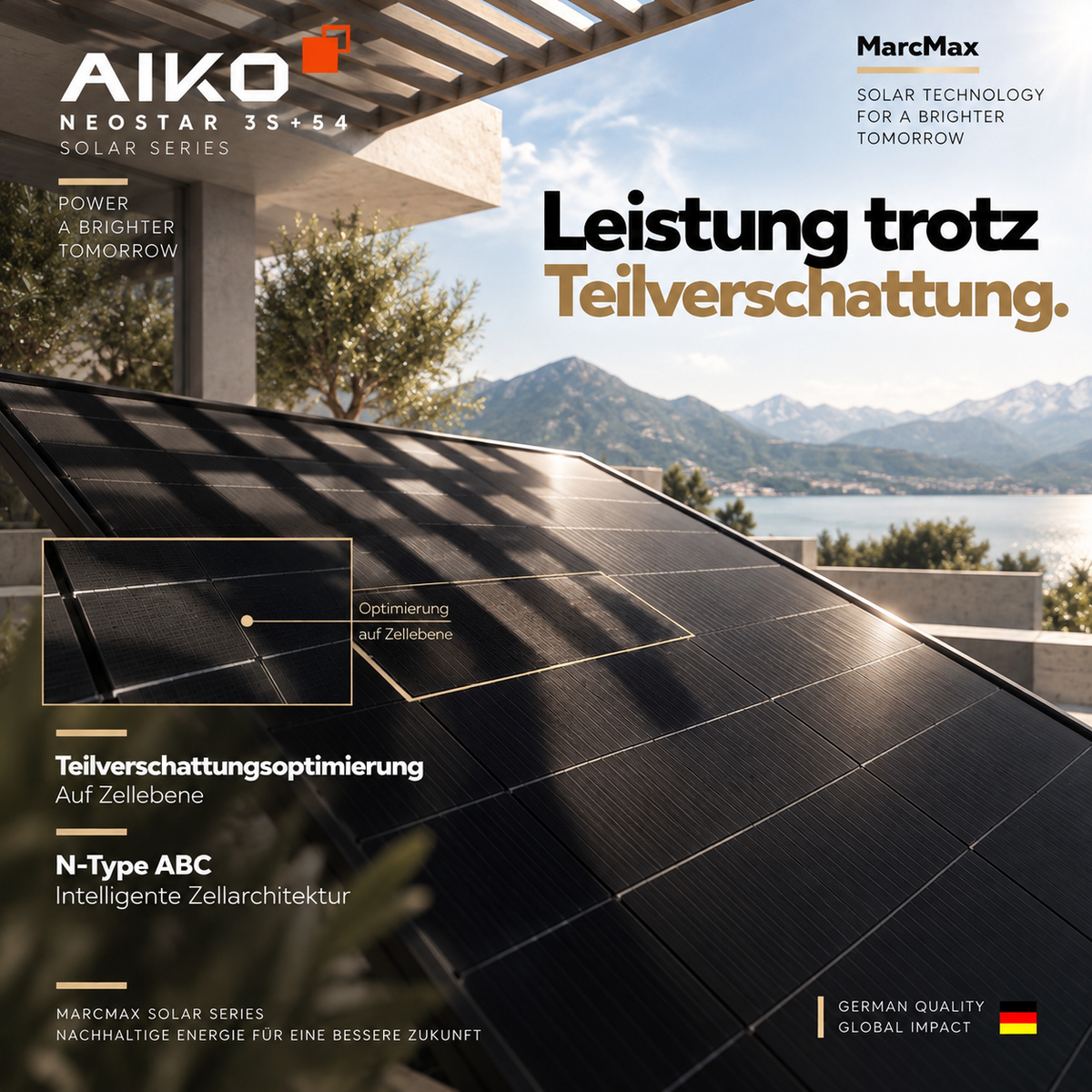 AIKO Neostar N-Type ABC 480W Full Black dual glass Solar Panel Palette