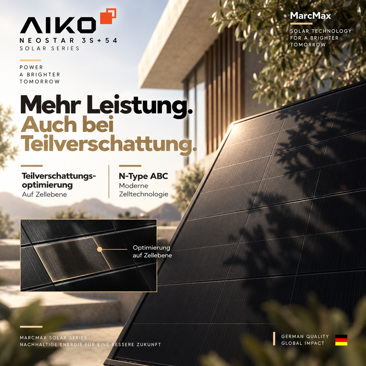 AIKO Neostar N-Type ABC 485W Full Black dual glass Solar Panel Palette