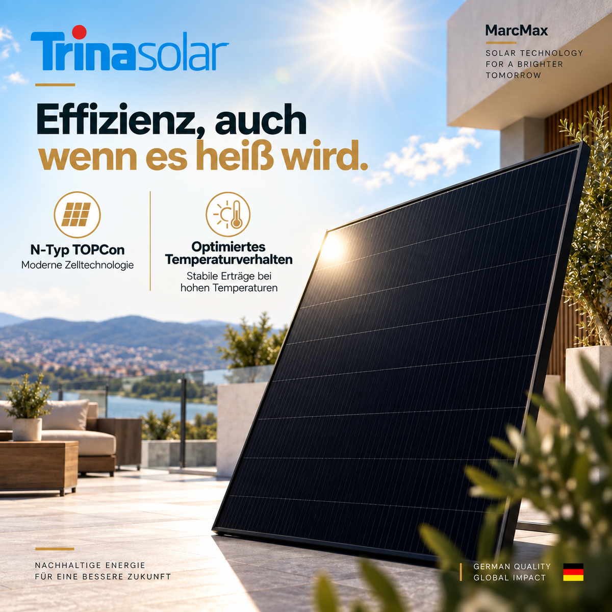 Trina Vertex S+ N-Type Dual Glass 465W - 1500V Black Frame Solar Panel Palette