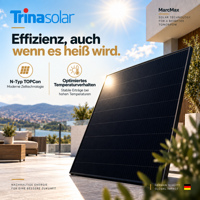 Trina Vertex S+ N-Type Dual Glass 465W - 1500V Black Frame Solar Panel Palette