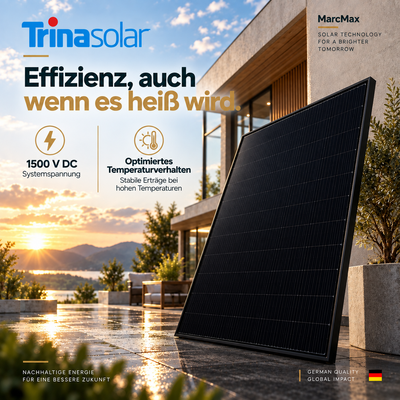 Trina Vertex S+ N-Type Dual Glass 465W - 1500V Black Frame Solar Panel Palette